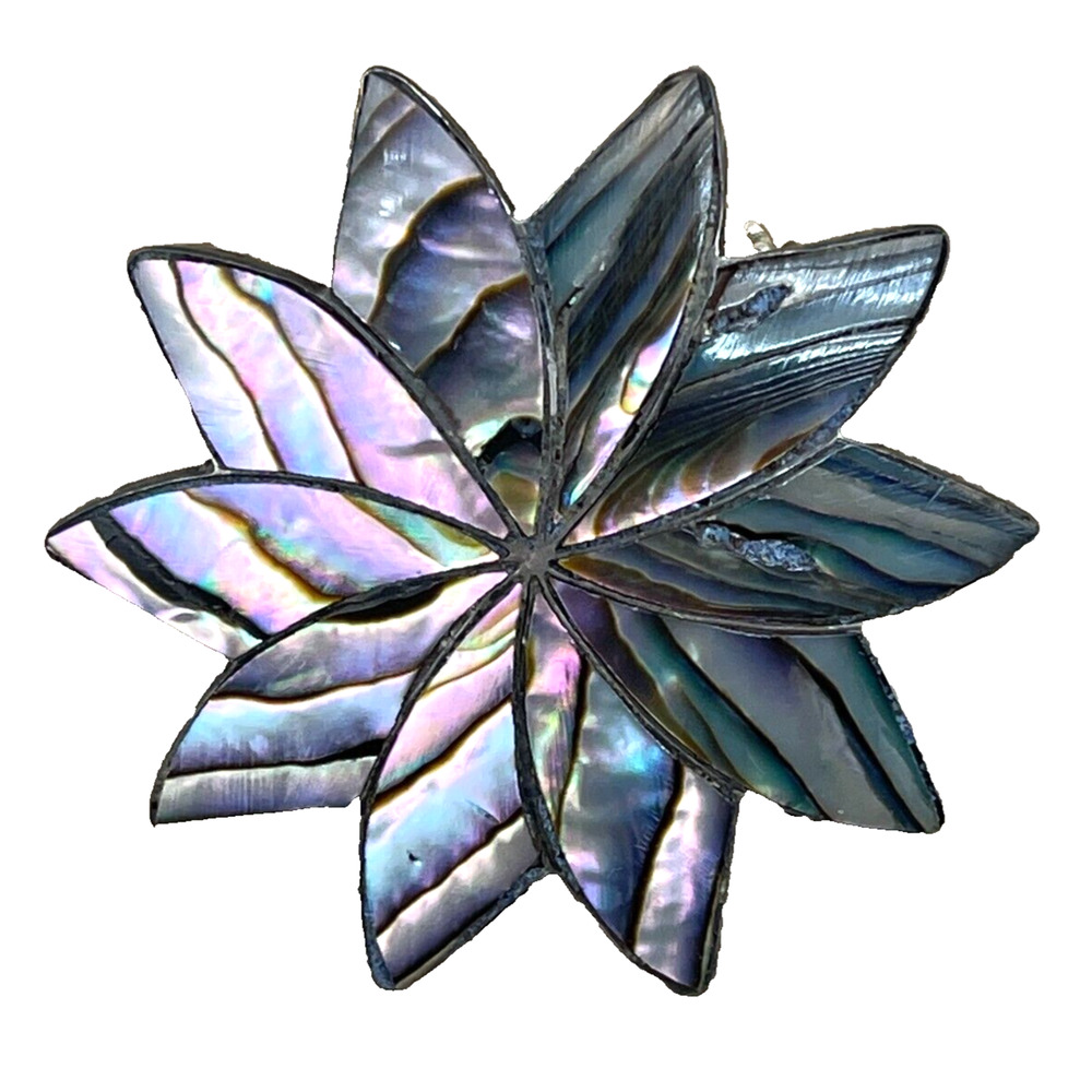 Sterling Flower Pendant Pin Brooch Silver Abalone Shell Fine Jewelry Mexico